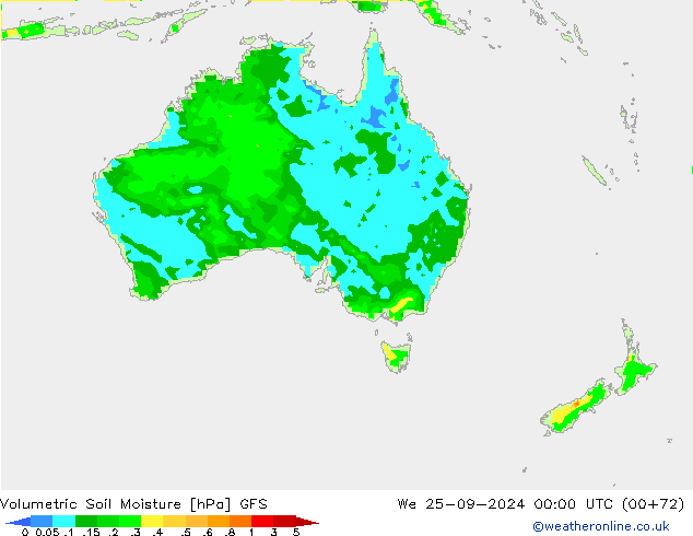 Volumetric Soil Moisture GFS Qua 25.09.2024 00 UTC