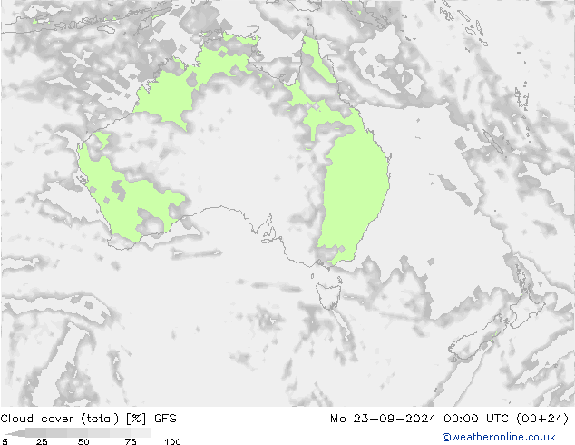 Wolken (gesamt) GFS Mo 23.09.2024 00 UTC