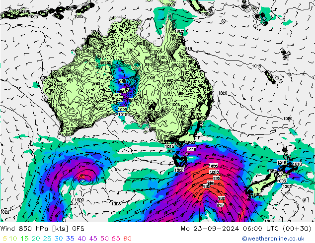 Wind 850 hPa GFS Mo 23.09.2024 06 UTC