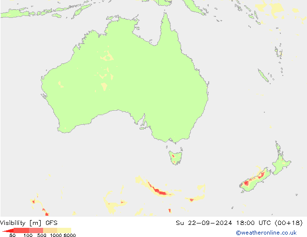 Dohlednost GFS Ne 22.09.2024 18 UTC