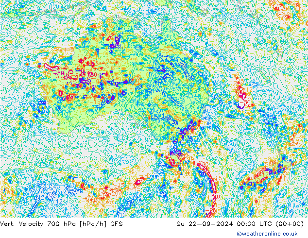 Vert. snelheid 700 hPa GFS zo 22.09.2024 00 UTC