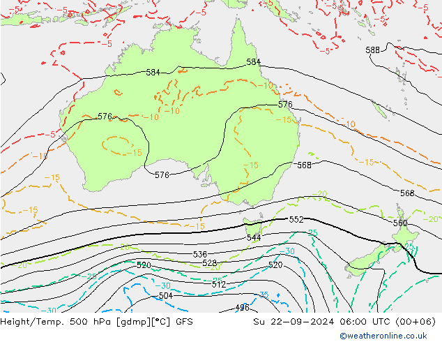 Z500/Rain (+SLP)/Z850 GFS Dom 22.09.2024 06 UTC