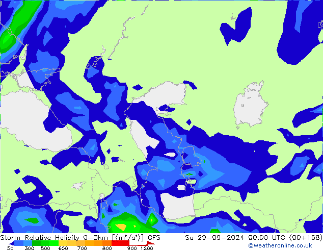 Storm Relative Helicity GFS So 29.09.2024 00 UTC