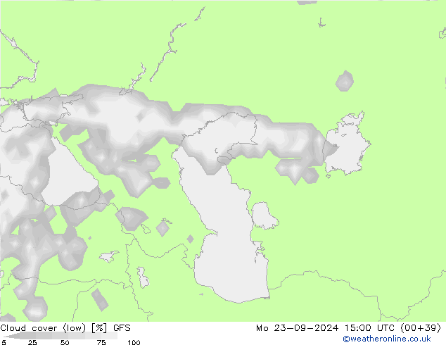 zachmurzenie (niskie) GFS pon. 23.09.2024 15 UTC