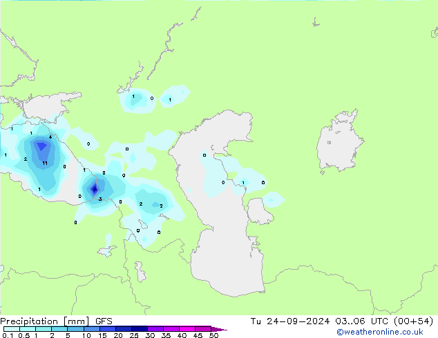 Precipitazione GFS mar 24.09.2024 06 UTC