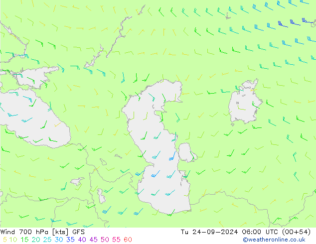 Wind 700 hPa GFS Tu 24.09.2024 06 UTC