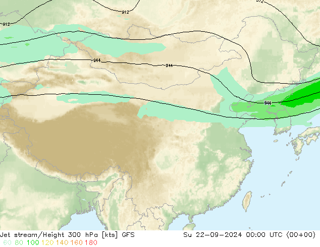 高速氣流 GFS 星期日 22.09.2024 00 UTC