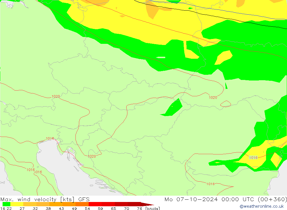 Max. wind velocity GFS Mo 07.10.2024 00 UTC