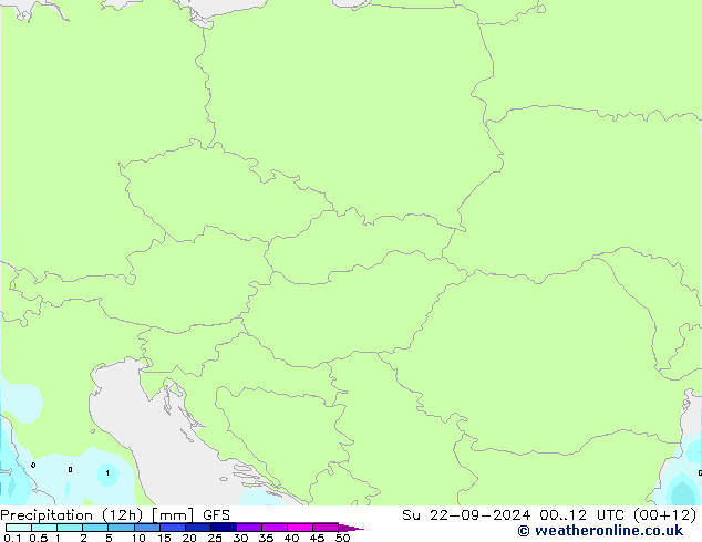 Precipitation (12h) GFS Su 22.09.2024 12 UTC