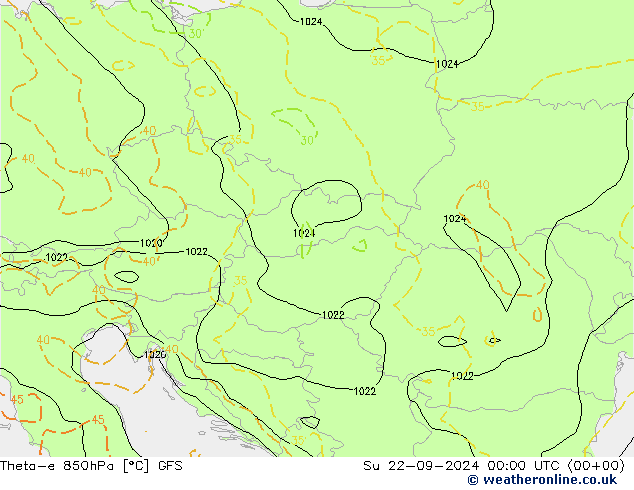 Theta-e 850hPa GFS September 2024