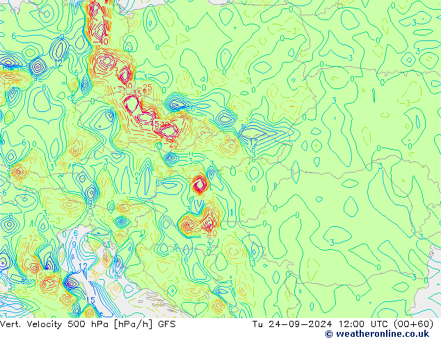 500 hPa Dikey Hız GFS Sa 24.09.2024 12 UTC