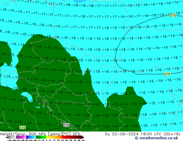 Z500/Rain (+SLP)/Z850 GFS dom 22.09.2024 18 UTC