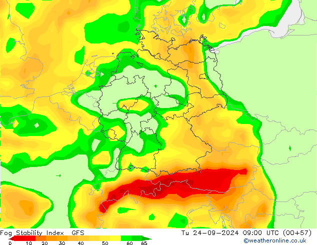 Fog Stability Index GFS Tu 24.09.2024 09 UTC