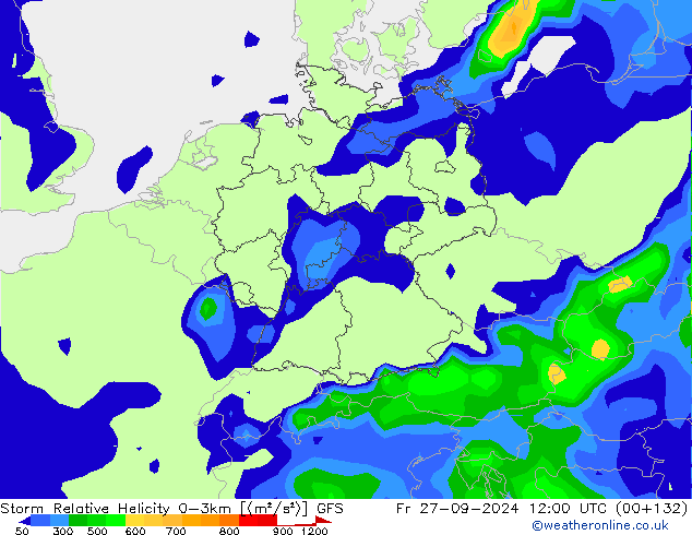 Storm Relative Helicity GFS Sex 27.09.2024 12 UTC