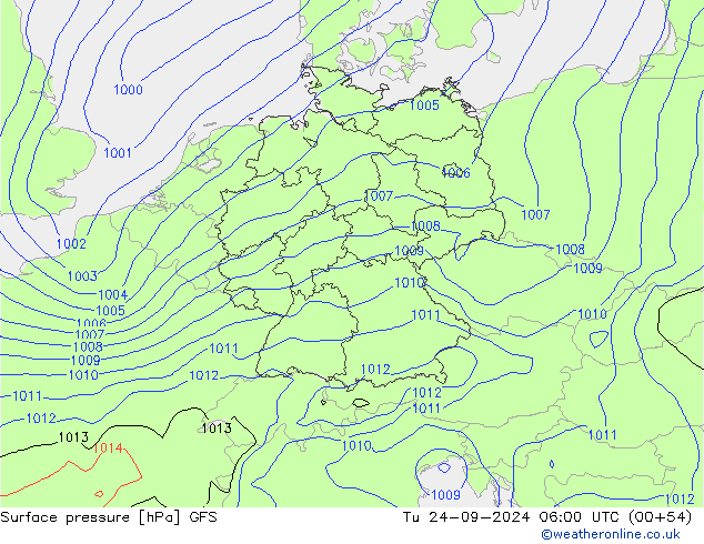 Surface pressure GFS Tu 24.09.2024 06 UTC