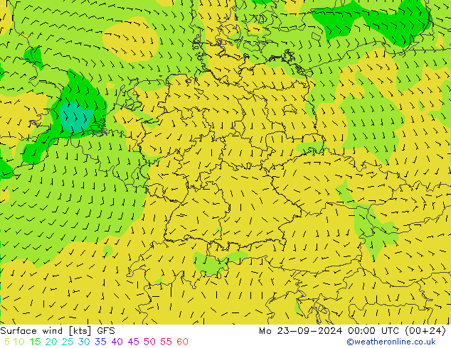 Vento 10 m GFS Seg 23.09.2024 00 UTC