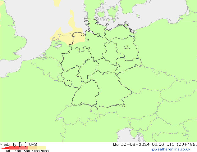 Dohlednost GFS Po 30.09.2024 06 UTC