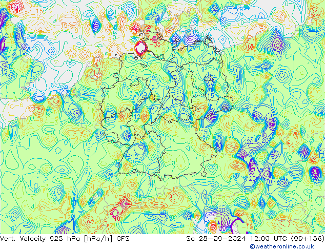 Vert. Velocity 925 hPa GFS Sáb 28.09.2024 12 UTC