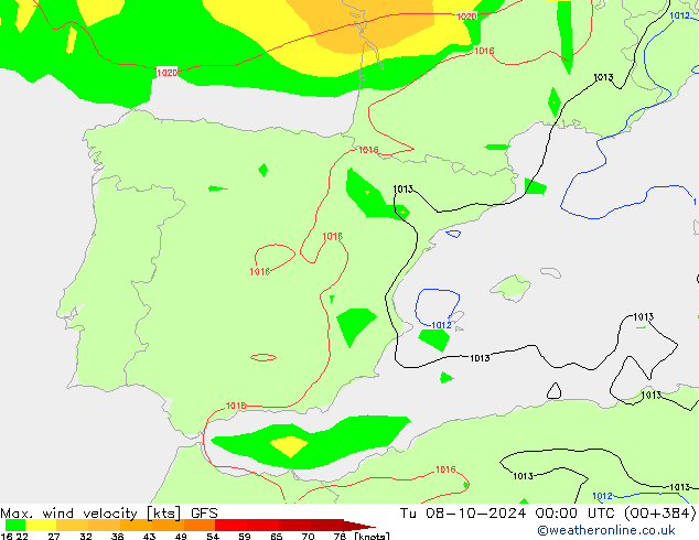 Max. wind velocity GFS Октябрь 2024