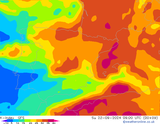 K-Index GFS Su 22.09.2024 09 UTC