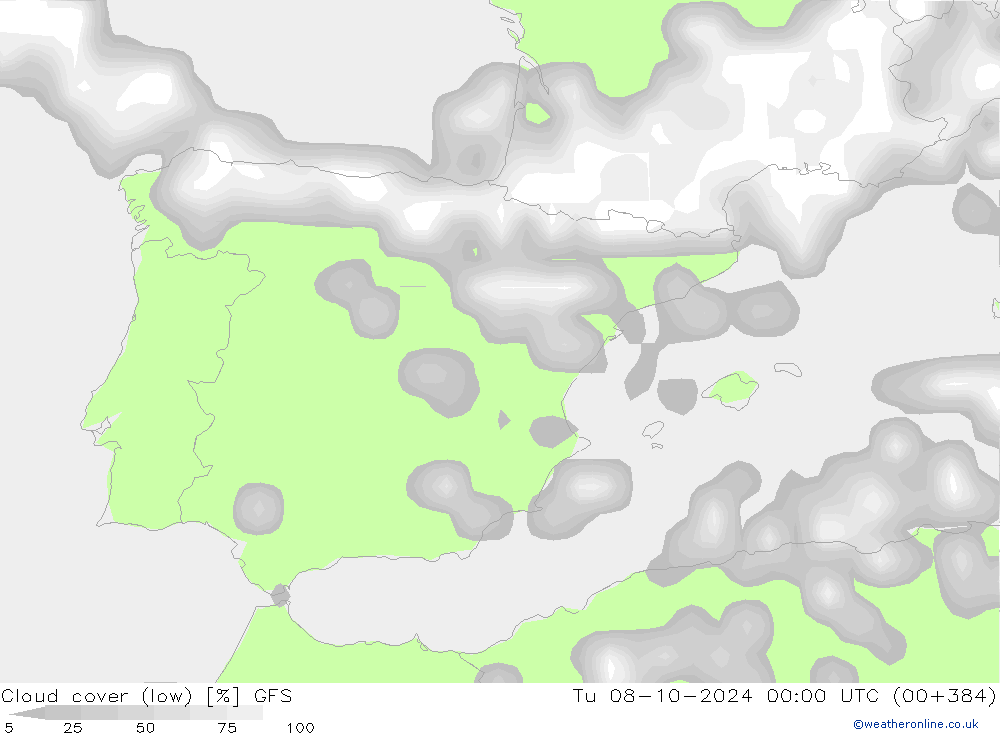 облака (низкий) GFS Октябрь 2024