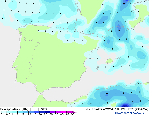 Z500/Rain (+SLP)/Z850 GFS пн 23.09.2024 00 UTC