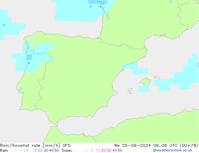 Kar/Yağmur Oranı GFS Çar 25.09.2024 06 UTC