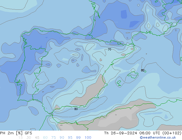 RH 2m GFS Do 26.09.2024 06 UTC