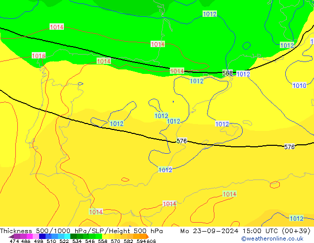 Thck 500-1000hPa GFS Po 23.09.2024 15 UTC