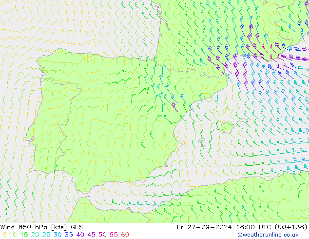 Wind 850 hPa GFS September 2024