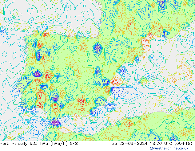 Vert. Velocity 925 hPa GFS dom 22.09.2024 18 UTC