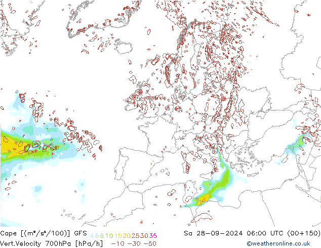 Cape GFS сб 28.09.2024 06 UTC