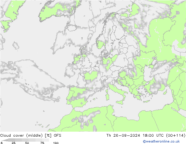 облака (средний) GFS чт 26.09.2024 18 UTC