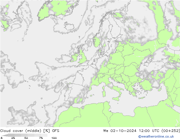 Cloud cover (middle) GFS We 02.10.2024 12 UTC