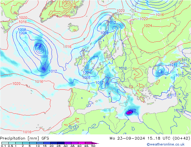 Niederschlag GFS Mo 23.09.2024 18 UTC