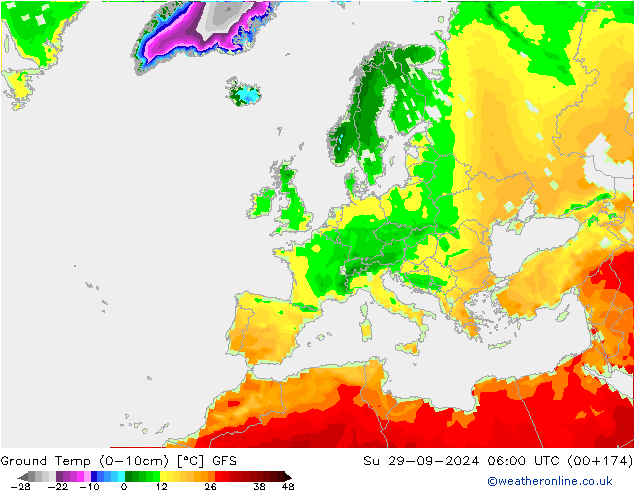 Temperatur 0-10 cm GFS So 29.09.2024 06 UTC