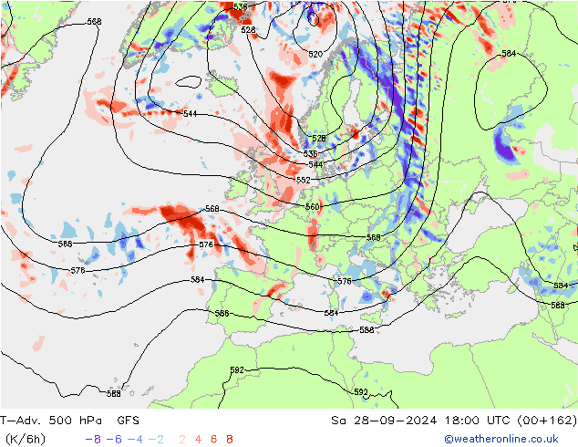 T-Adv. 500 hPa GFS Sa 28.09.2024 18 UTC