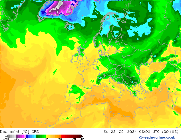 Taupunkt GFS So 22.09.2024 06 UTC