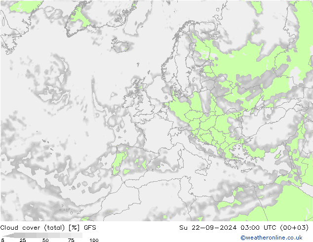 Wolken (gesamt) GFS So 22.09.2024 03 UTC