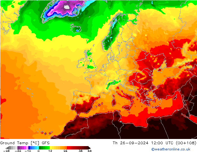 Bodemtemperatuur GFS do 26.09.2024 12 UTC