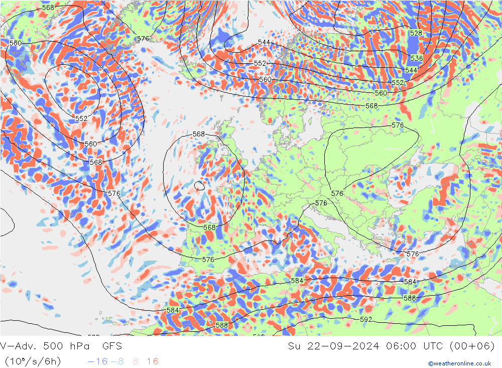 V-Adv. 500 hPa GFS 星期日 22.09.2024 06 UTC