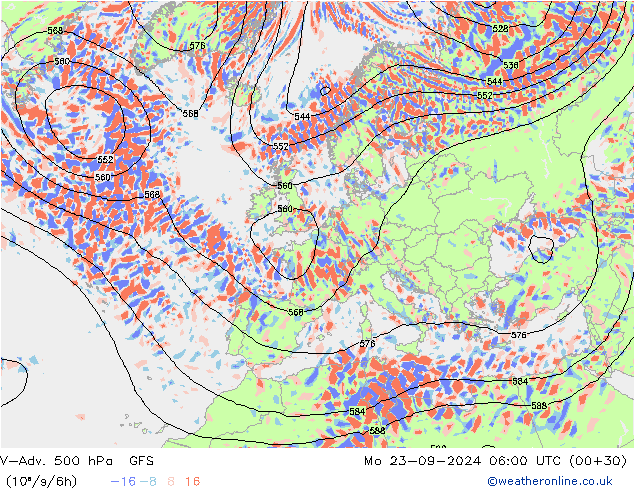 V-Adv. 500 hPa GFS Mo 23.09.2024 06 UTC