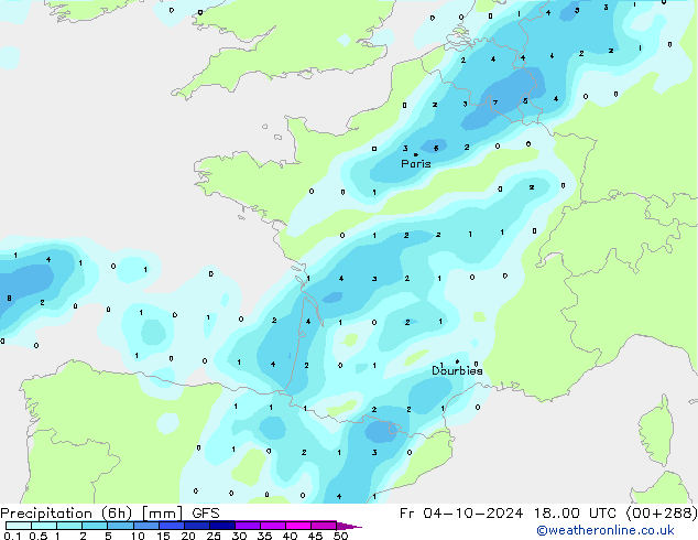 Z500/Rain (+SLP)/Z850 GFS ven 04.10.2024 00 UTC