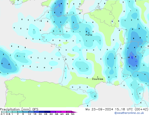 осадки GFS пн 23.09.2024 18 UTC