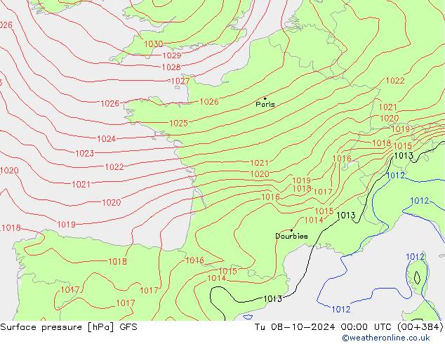 GFS: Di 08.10.2024 00 UTC