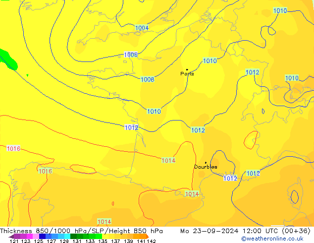 Thck 850-1000 hPa GFS Seg 23.09.2024 12 UTC