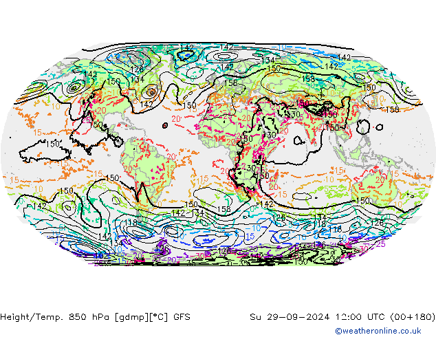 Z500/Rain (+SLP)/Z850 GFS Su 29.09.2024 12 UTC