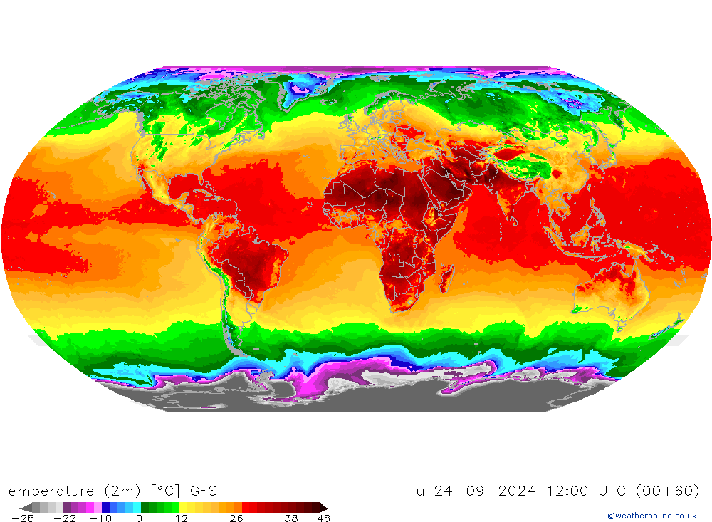 карта температуры GFS вт 24.09.2024 12 UTC