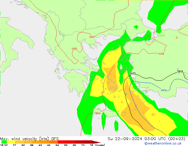 Max. wind velocity GFS Su 22.09.2024 03 UTC