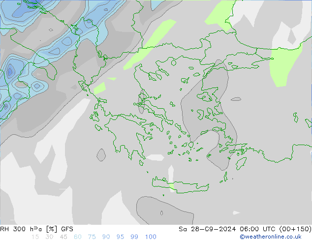 RH 300 hPa GFS Sa 28.09.2024 06 UTC